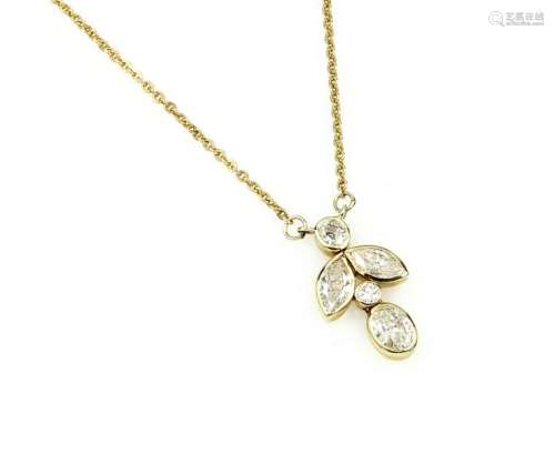 14 kt gold necklace with brilliant and diamonds