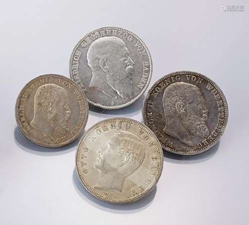 Lot 4 silver coins, German Reich