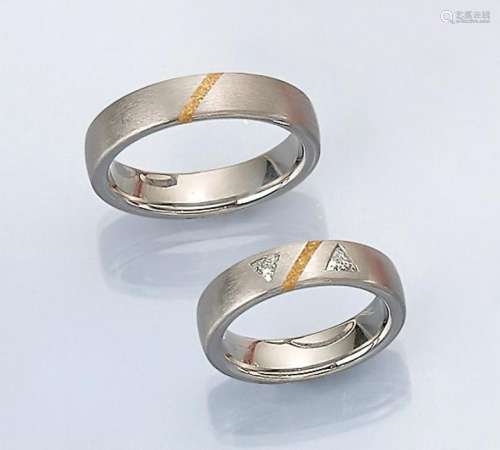 Pair of platinum friendship- respectively wedding rings