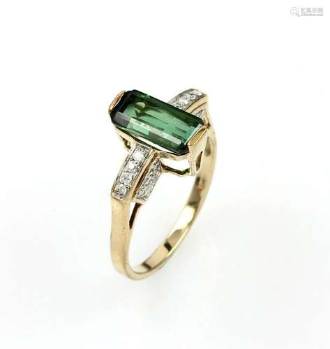 9 kt gold ring with tourmaline and diamonds