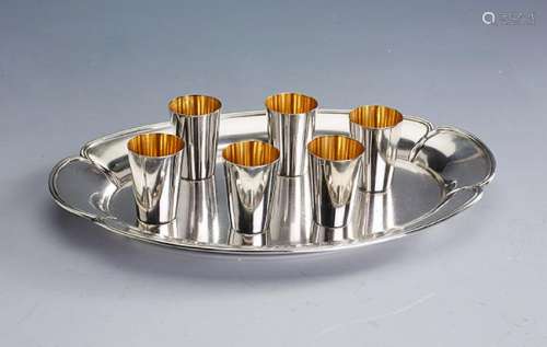 6 schnapps beaker with tray, german approx. 1925/30