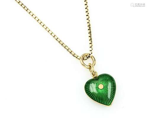 18 kt gold heartpendant with enamel