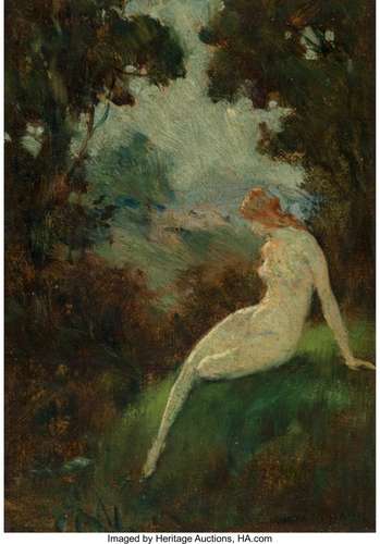 25001: Warren B. Davis (American, 1865-1928) Nymph Oil