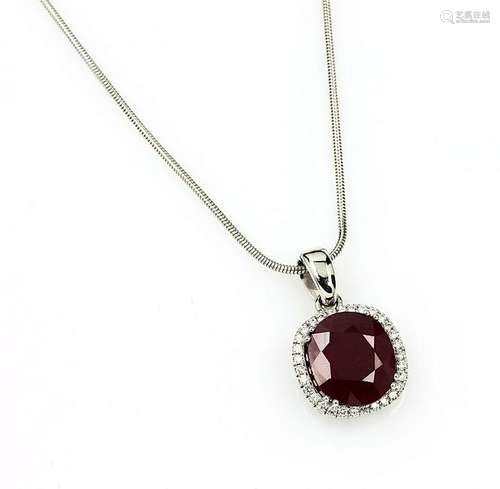 18 kt gold pendant with ruby and brilliants