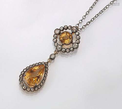 Necklace with citrines and diamonds