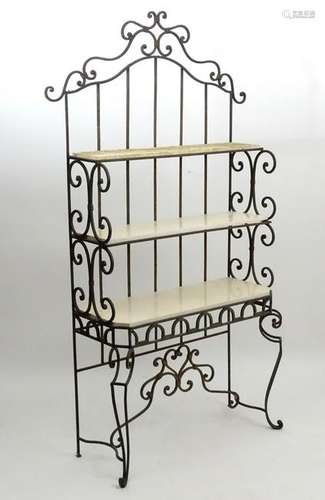 French Bread Stand: an iron etagere-like stand having 3