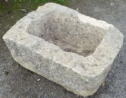 An 18/19thC limestone trough. 16 1/2 x 12'' and 8''