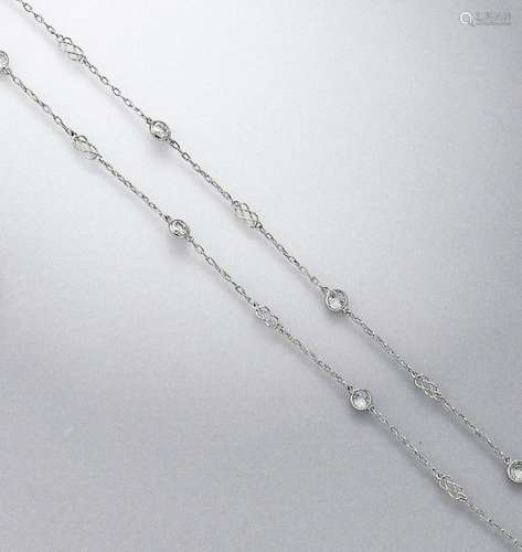 Extra-long platinum necklace with brilliants