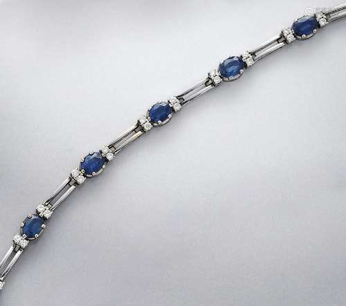 18 kt gold bracelet with sapphires and brilliants