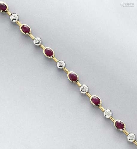 18 kt gold bracelet with rubies and brilliants