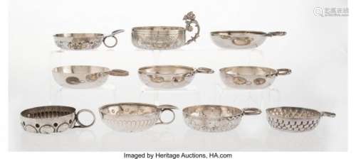 25063: A Group of Ten French and English Silver Tastevi