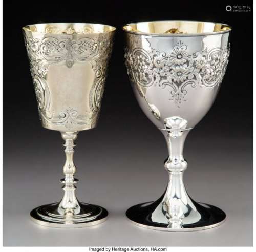 25082: Two English Partial Gilt Silver-Plated Chalices