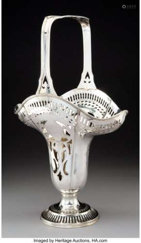 25083: A Pierced Silver-Plated Flower Basket, 20th cent