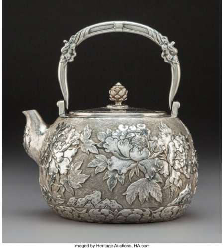 74003: A Nomura Silver Teapot, Nagahama, Japan, Meiji P