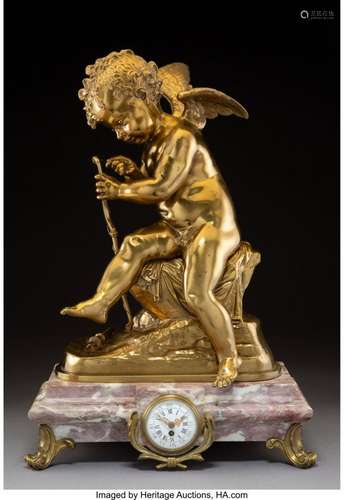 25095: A French Marble and Gilt Bronze Figural Mantel C