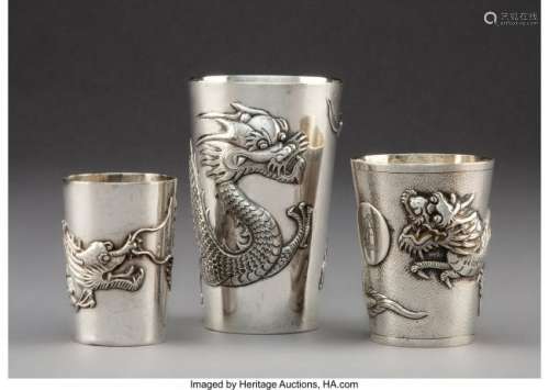 74008: A Group of Three Chinese Export Silver Cups, lat