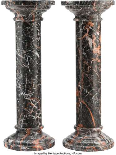 25099: A Pair of Neo-Classical Style Black Marble Pedes