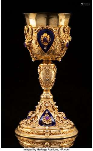 74041: A Continental Gilt Silver, Enamel, and Gem-Mount