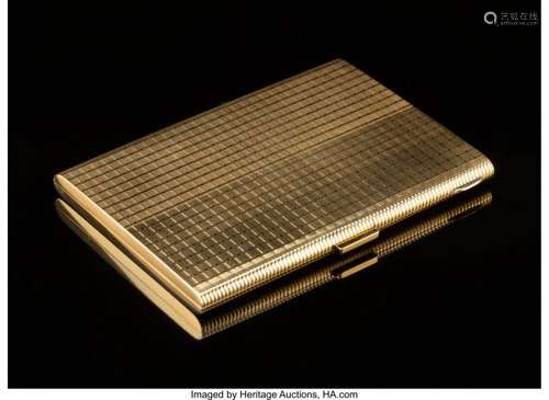 74048: An American 18K Gold Basket-Weave Cigarette Case