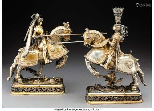 74055: A Pair of Ludwig Neresheimer Partial Gilt Silver