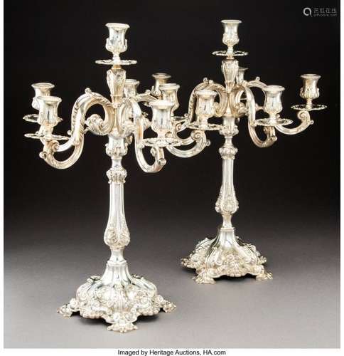 74076: A Pair of Portuguese Six-Light Candelabra