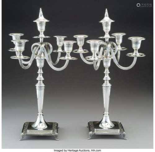 74077: A Pair of Portuguese Silver Candelabra, Porto, P