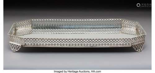 74083: A Portuguese Silver Footed Tray with Arcaded Fra