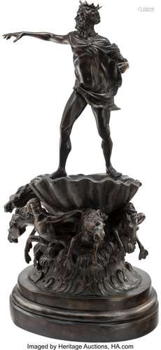 25156: A Large Patinated Bronze Figural Group Featuring