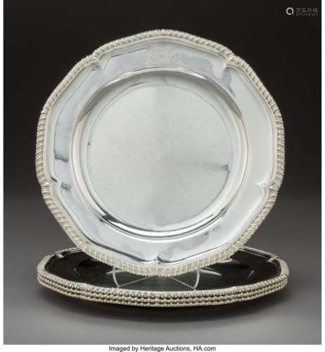74091: Four John Romer Silver Plates, London, 1764 Mark