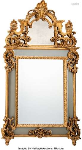 25177: A Venetian-Style Carved Gilt Wood Beveled Mirror