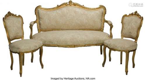 25180: A Three-Piece Louis XV-Style Giltwood Salon Suit