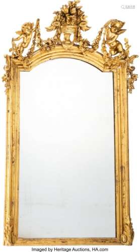 25181: A French Carved Gilt Wood Mirror, late 19th cent