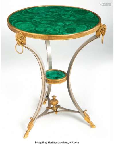 25184: A Continental Gilt Bronze and Malachite Table, 2