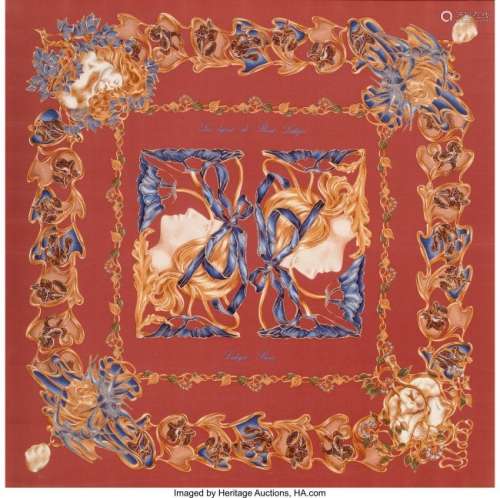 25187: Two Lalique Twill Silk Scarves in Frames, late 2