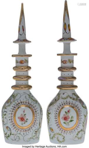 25189: A Pair of Bohemian Partial Gilt and Enamel Glass