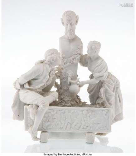 25194: A Meissen Bisque Porcelain Figural Grouping on W