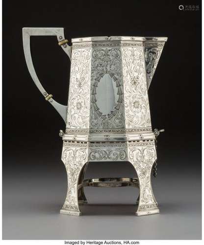 74123: A Shreve & Co. Silver Kettle-on-Stand with