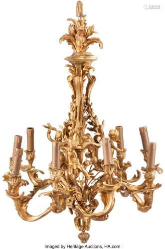 74157: A Louis XV-Style Gilt Bronze Nine-Light Chandeli