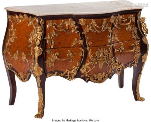 74159: A Louis XV-Style Gilt Bronze Mounted Marquetry C