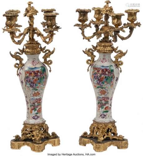 74164: A Pair of Chinese Export Gilt Bronze-Mounted Por