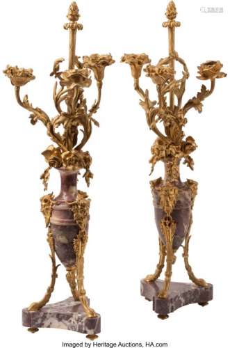 74174: A Pair of Louis XV-Style Gilt Bronze Mounted Mar