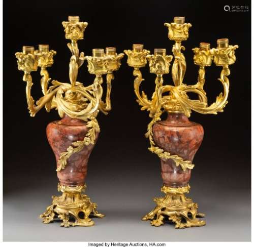 74177: A Pair of French Baroque Style Gilt Bronze-Mount
