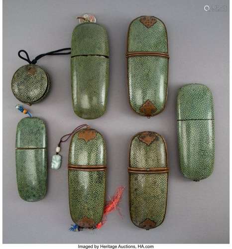 25241: Seven Chinese Shagreen Eyeglass Cases, circa 190