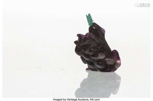 25243: A Chinese Carved Amethyst Frog-Form Snuff Bottle