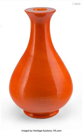 25244: A Chinese Peking Orange Glass Vase, 20th century