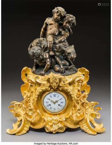 74184: A Large Louis XV-Style Gilt and Patinated Bronze