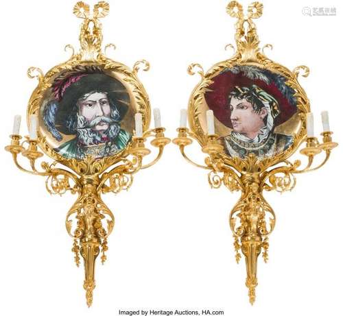 74186: A Pair of Large Renaissance-Style Gilt Bronze an