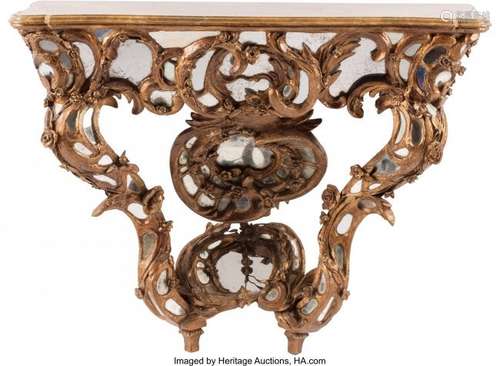 74187: A Rococo-Style Carved, Painted, and Giltwood Mir