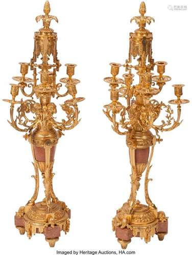 74189: A Pair of Louis XVI-Style Gilt Bronze and Rouge