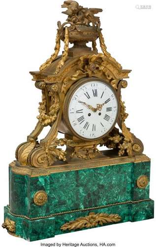 74190: A French Louis XVI-Style Malachite and Gilt Bron